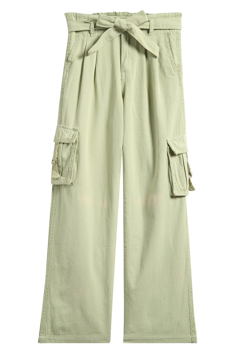 Kids' Lace Trim Cotton Cargo Pants, Main, color, SAGE GREEN