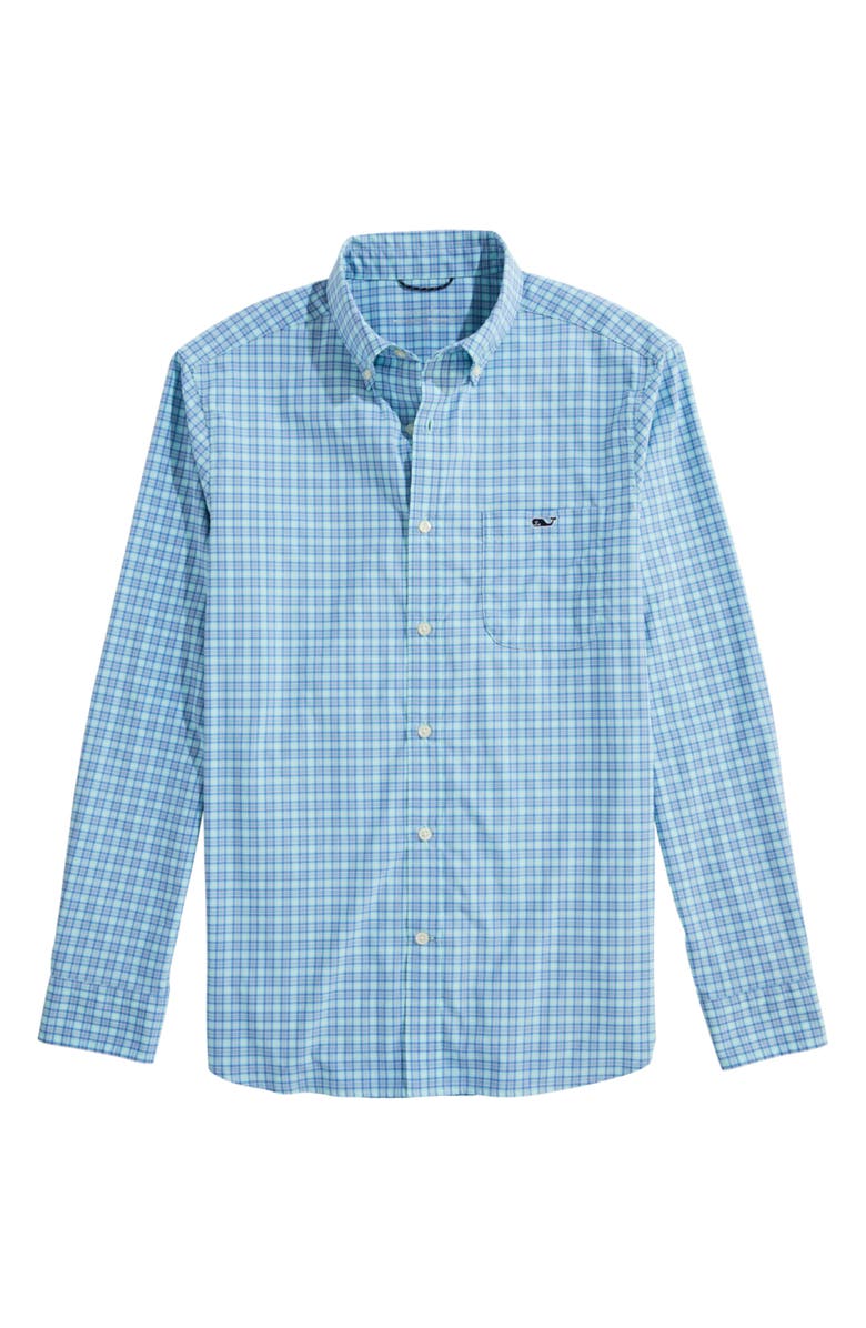 vineyard vines Cobia Check Featherweight Performance Button-Down Shirt, Alternate, color, Jake Blue
