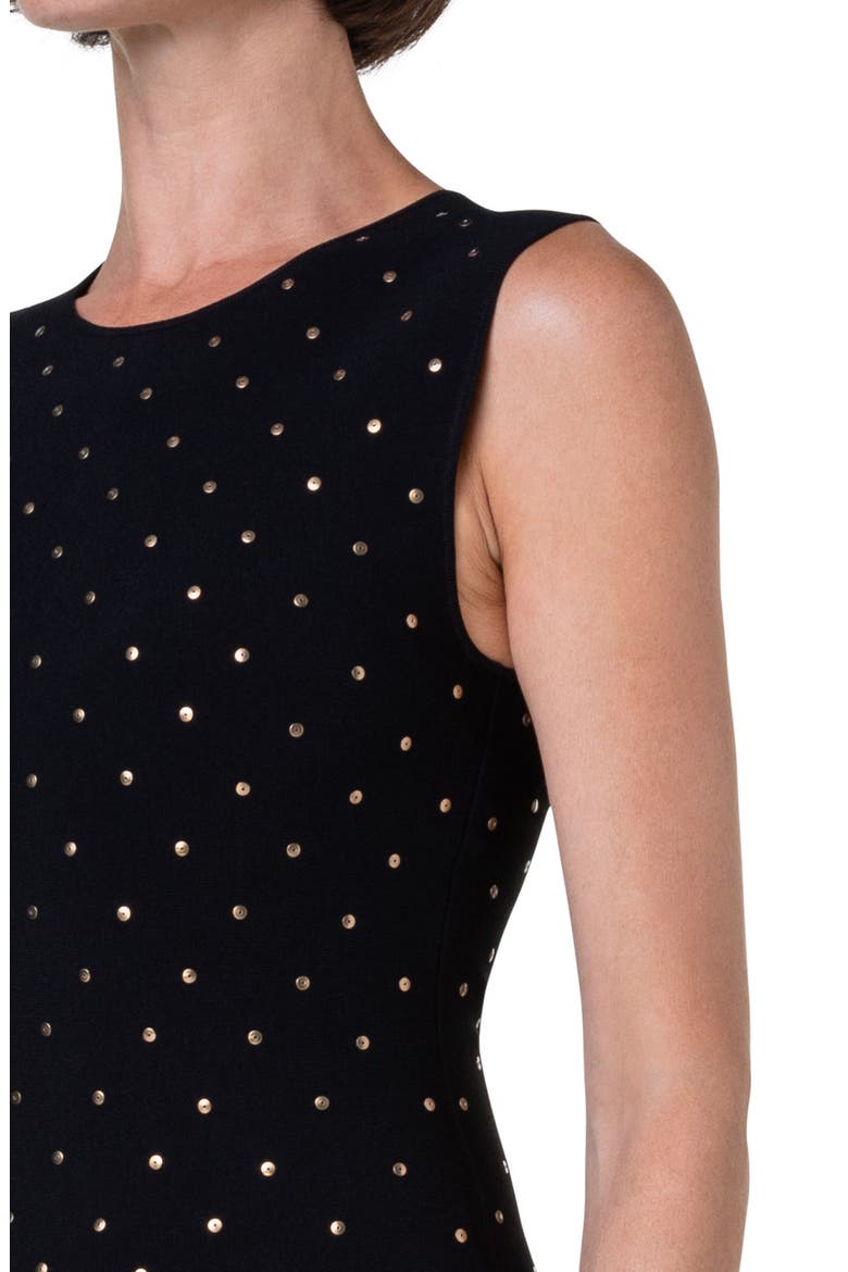 Stud Detail Sleeveless Fit & Flare Dress, Alternate, color, BLACK