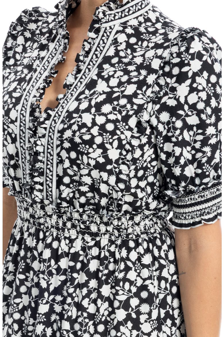Floral Short Sleeve Tiered Maxi Dress, Alternate, color, BLACK/ WINTER WHITE