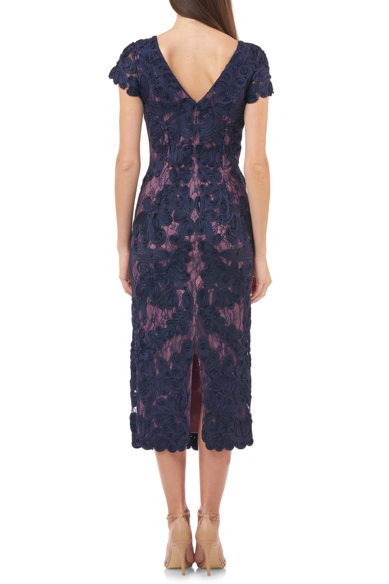 Soutache Lace Midi Dress, Alternate, color, NAVY ROSE