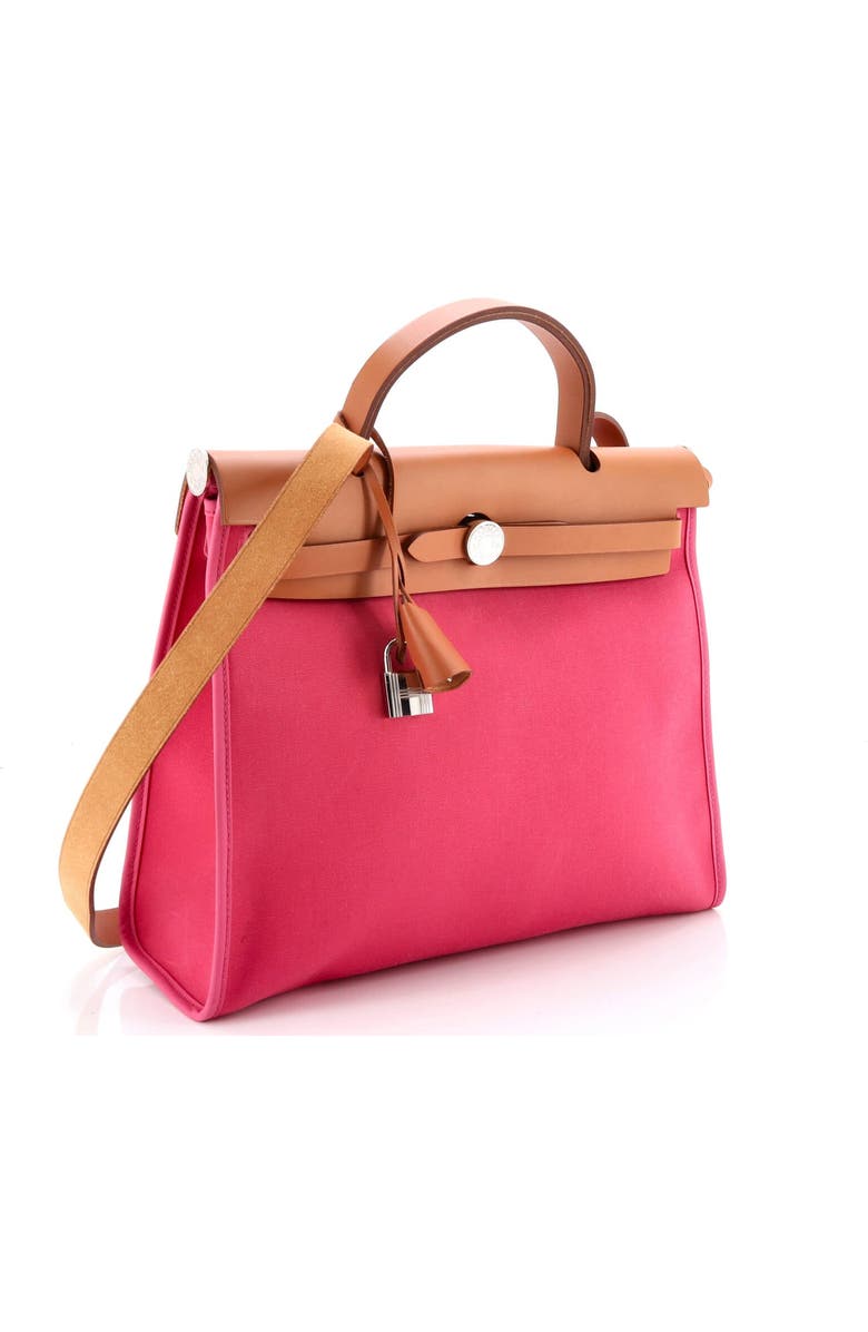 Pre-Owned Hermes Herbag Zip Leather and Toile 31, Alternate, color, Rose Tyrien