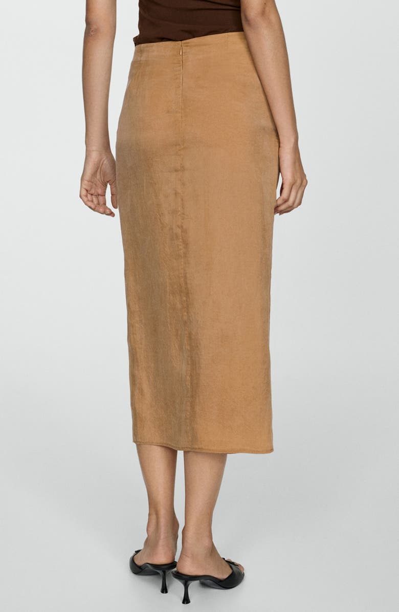 MANGO Side Slit Faux Wrap Skirt, Alternate, color, Tabacco Brown
