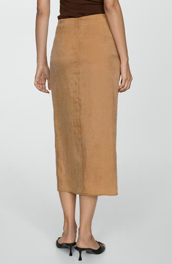Side Slit Faux Wrap Skirt