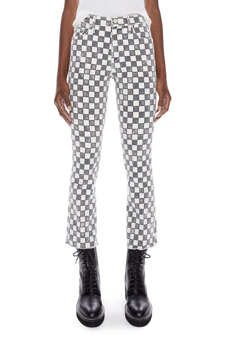 The Insider Checkerboard Frayed Crop Bootcut Jeans, Main, color, OYM - ON YOUR MARK