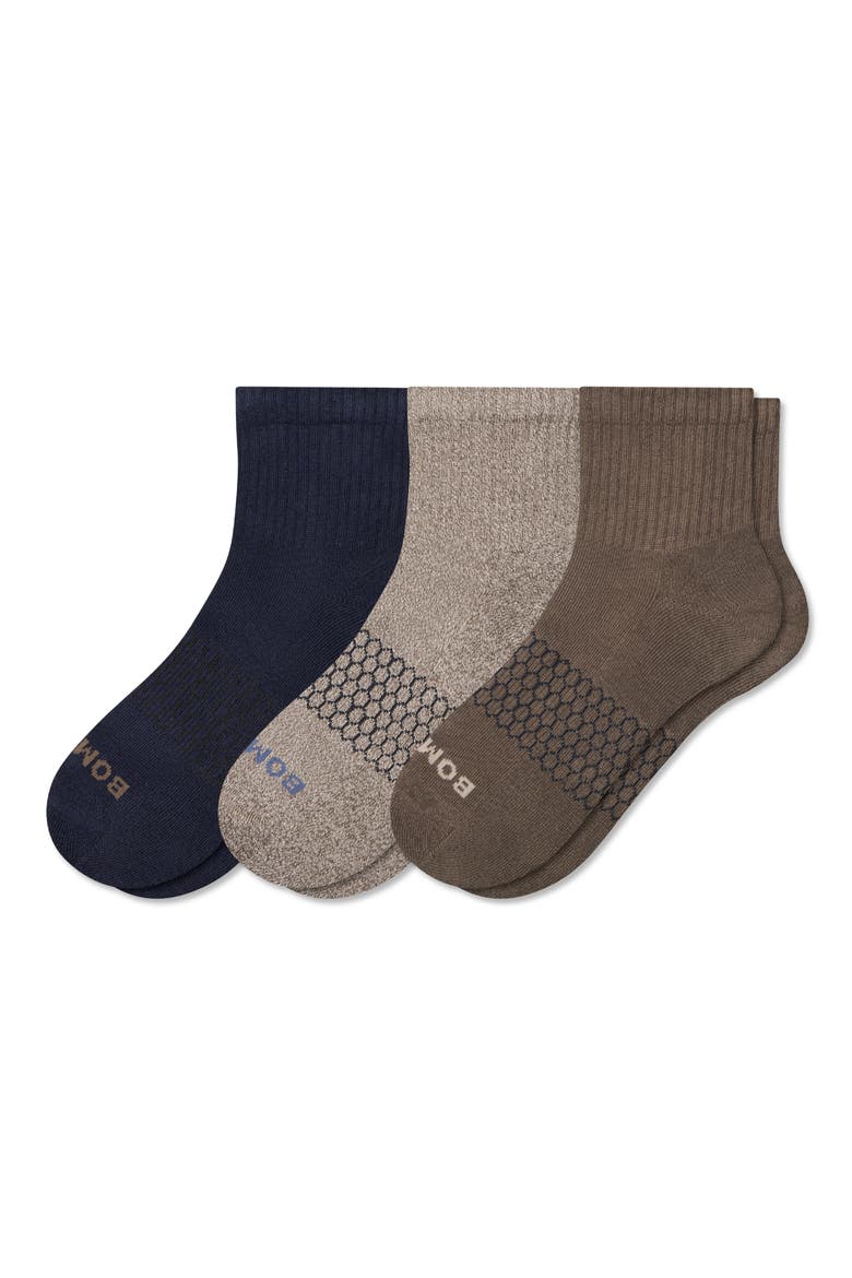 Assorted 3-Pack Solid Quarter Socks, Main, color, MUSHROOM GREY MIX