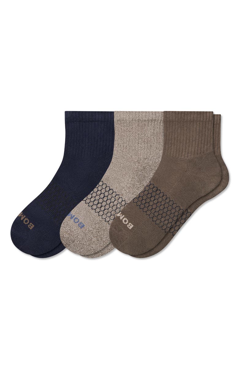 Bombas Assorted 3-Pack Solid Quarter Socks, Main, color, Mushroom Grey Mix