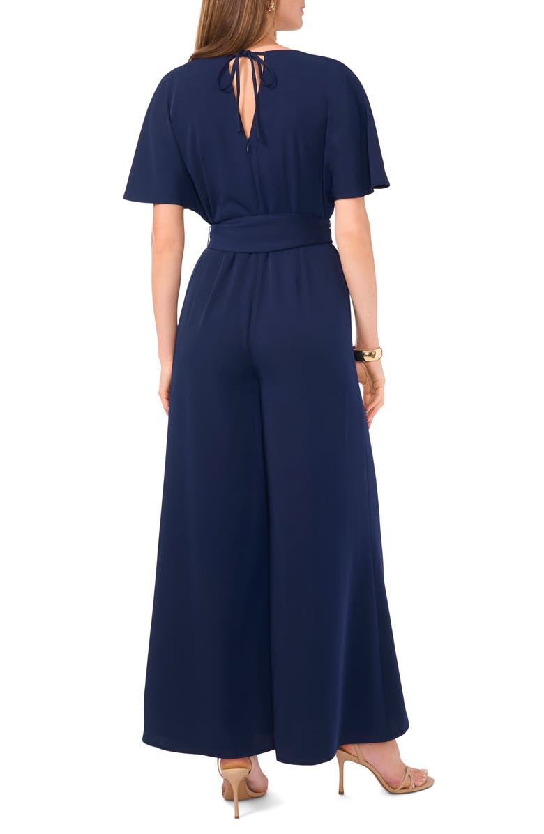 Vince Camuto Open Back Wide Leg Belted Jumpsuit, Alternate, color, Classic Navy