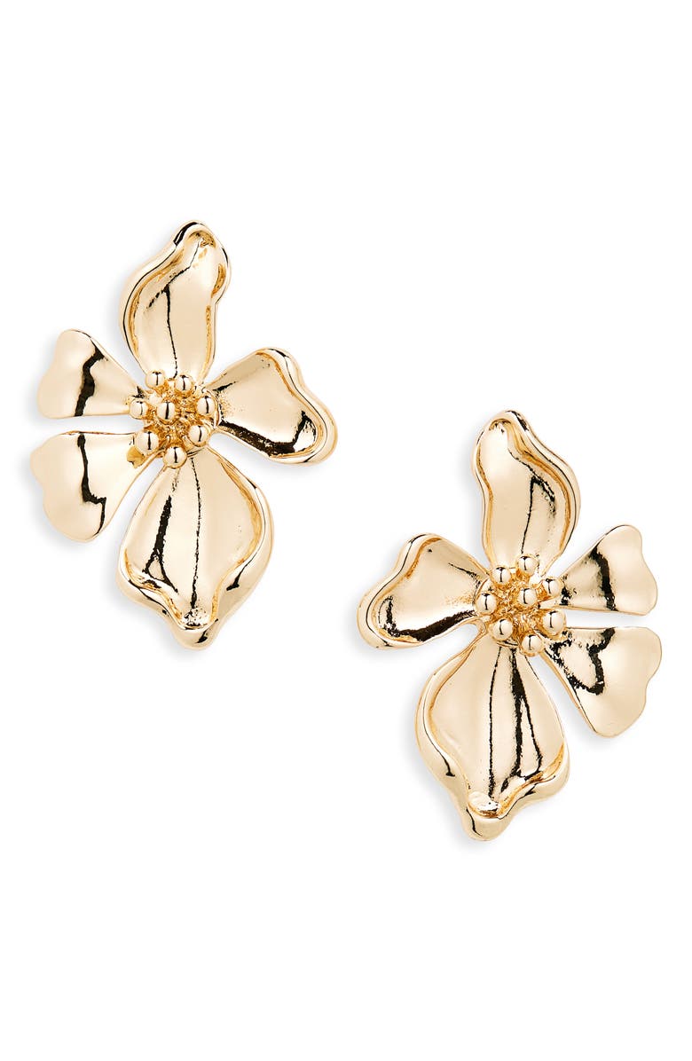 NORDSTROM RACK Sculpted Flower Stud Earrings, Main, color,