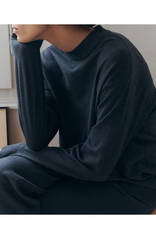 Shop Mango Crewneck Maternity Sweater In Dark Navy