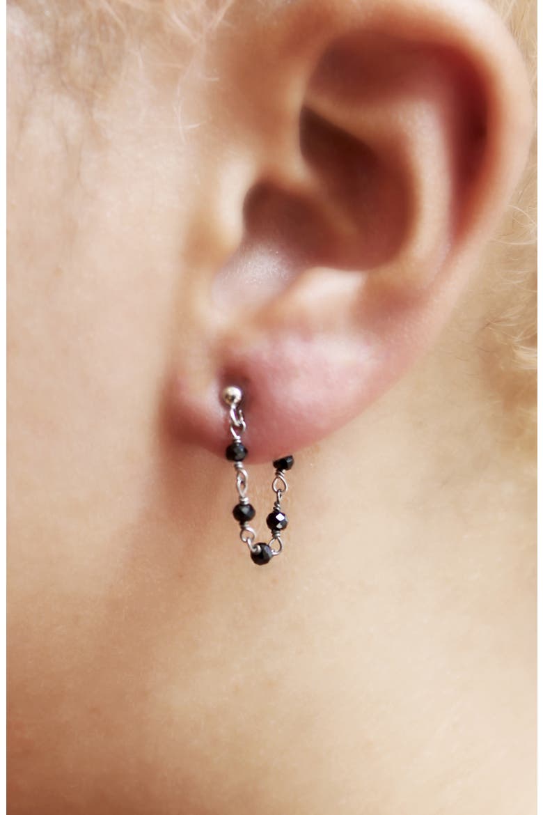 Rosary Drop Earrings, Alternate, color, BLACK RHODIUM