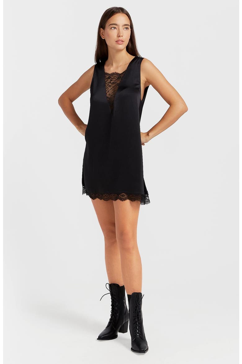 After Party Lace Mini Dress, Alternate, color, Black