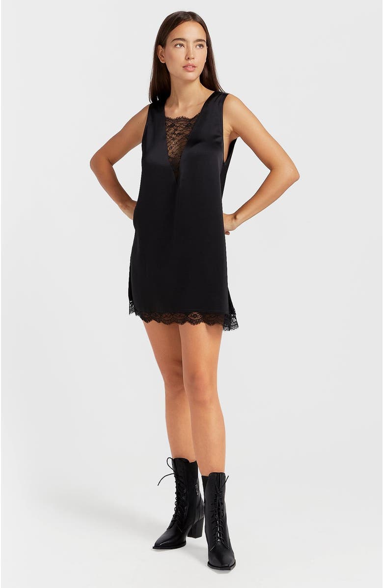 Belle & Bloom After Party Lace Mini Dress, Alternate, color, Black