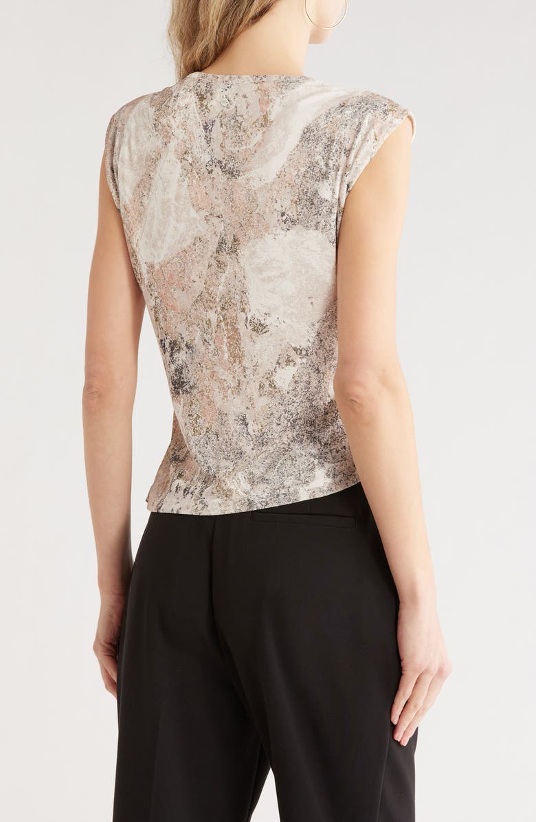 DKNY Cap Sleeve Knit Top, Alternate, color, Coconut/ Travertine Multi