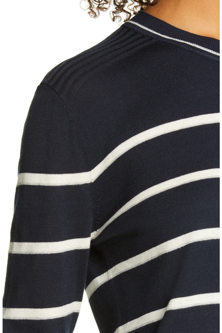 Neat Stripe Cotton Sweater, Alternate, color, NAVY WITH WHITE