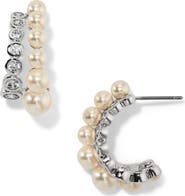 Nadri Imitation Pearl and Crystal J-Hoop Earrings