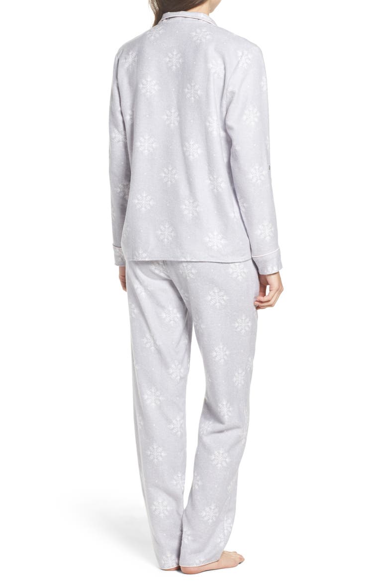 Lingerie Starlight Flannel Pajamas, Alternate, color, GREY STEEL HTHER SNOW CRYSTALS