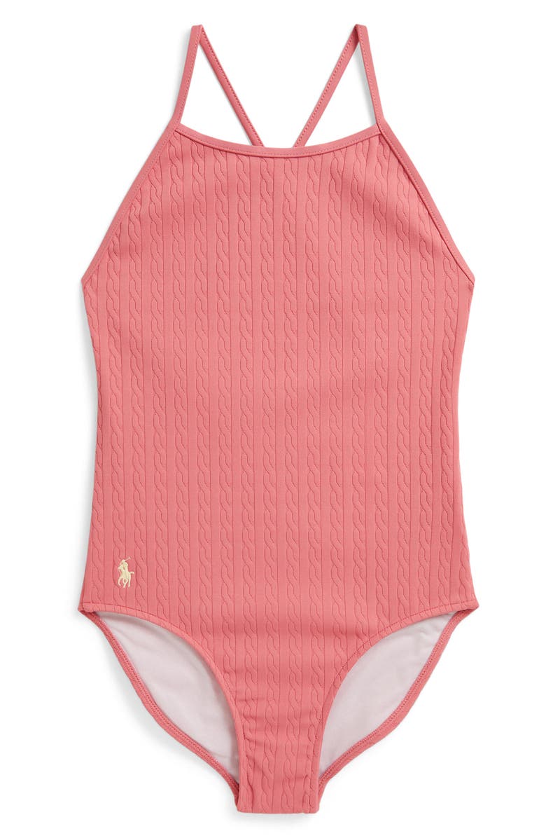 Polo Ralph Lauren One-Piece Swimsuit, Main, color, Pink