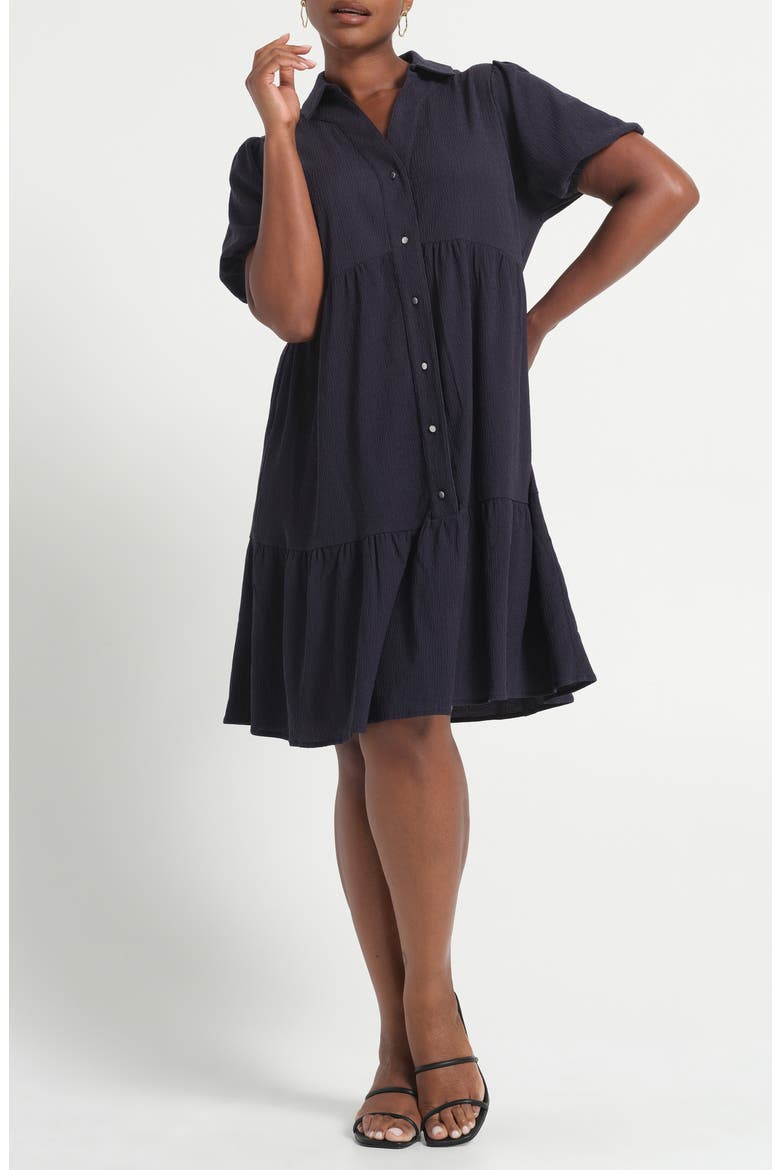Abbigail Short Sleeve Tiered Dress, Main, color, NAVY