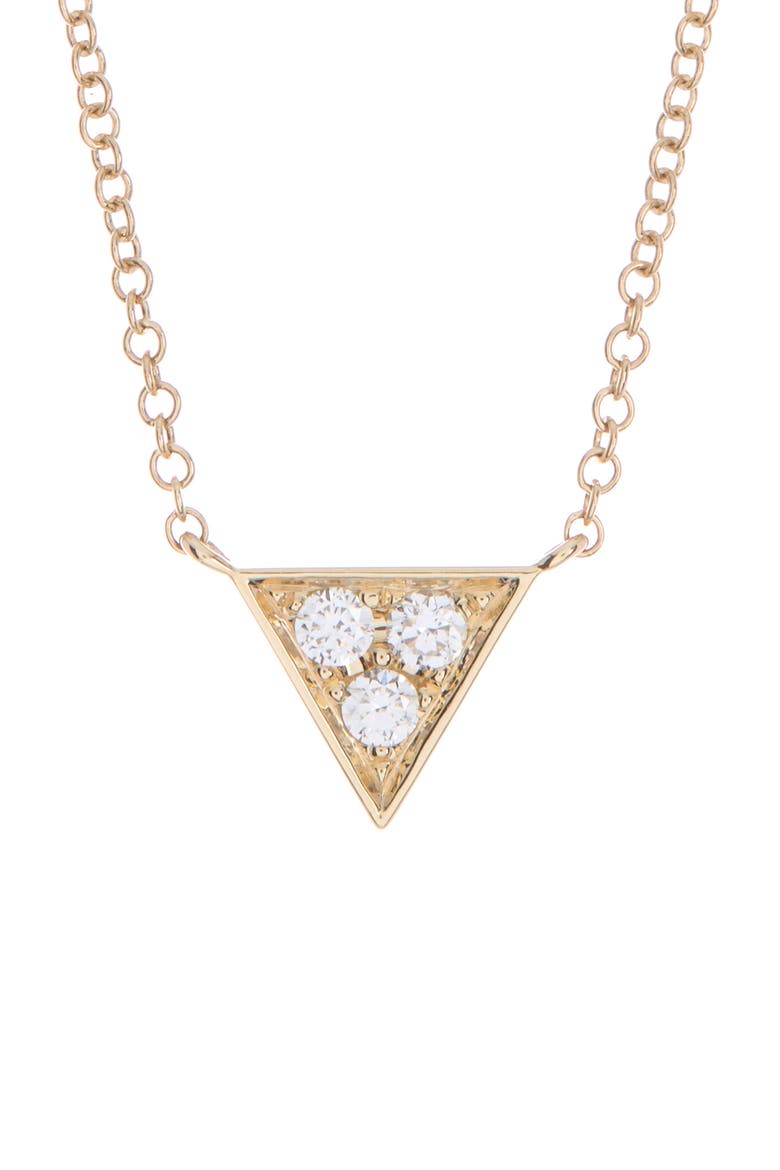 14K Yellow Gold Diamond Triangle Pendant Necklace - 0.11 ctw, Main, color, YELLOW GOLD/DIAMOND