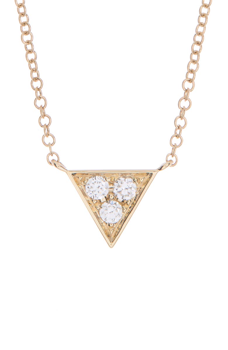 RON HAMI 14K Yellow Gold Diamond Triangle Pendant Necklace - 0.11 ctw, Main, color, 