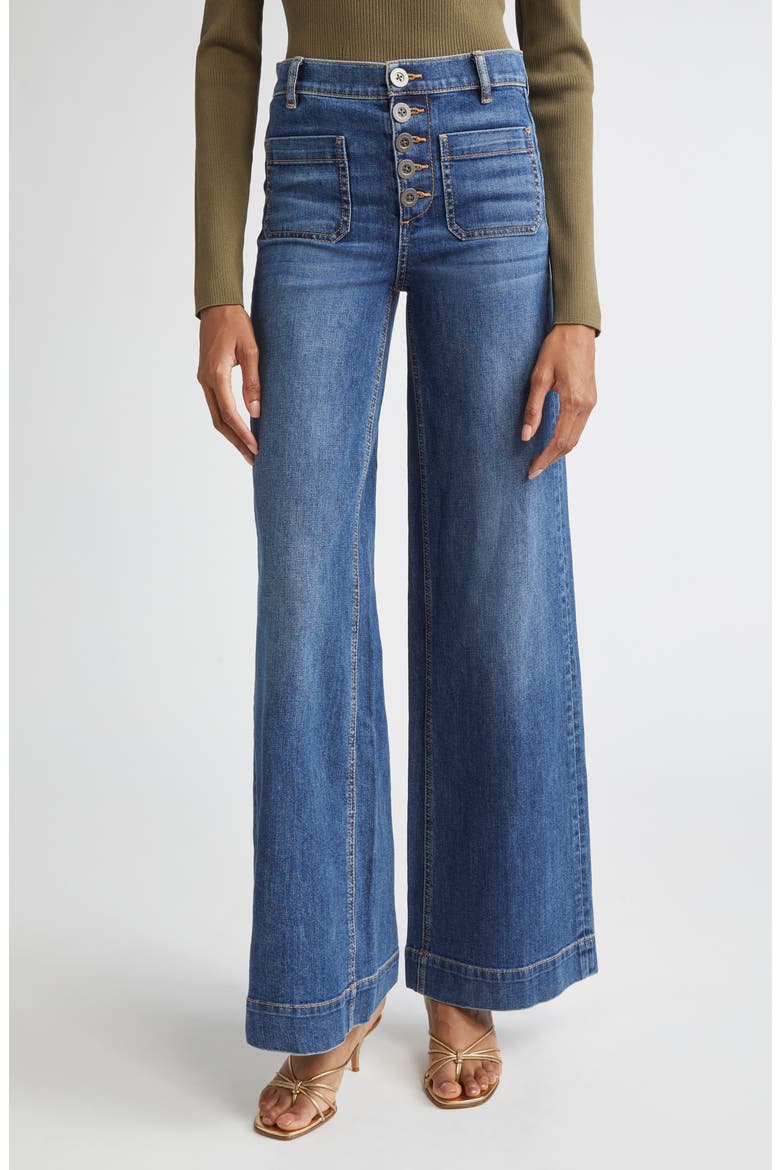Cindy Patch Pocket Wide Leg Jeans, Main, color, MEDIUM WASH