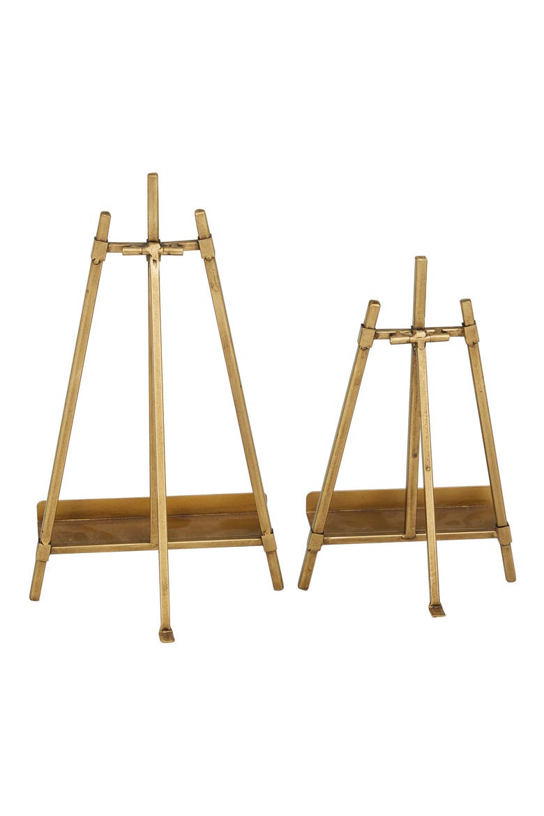 Goldtone Metal Traditional Easel with Foldable Stand - Set of 2, Alternate, color, GOLD