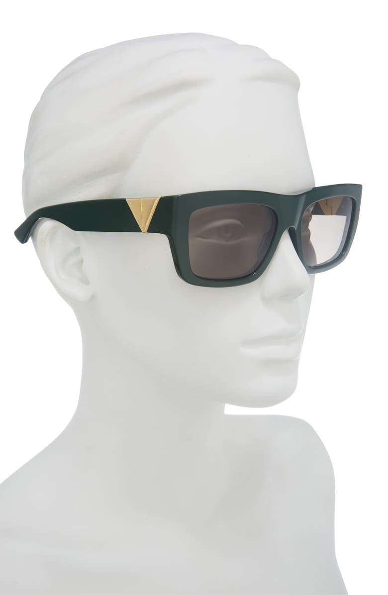 Bottega Veneta 57mm Square Sunglasses, Alternate, color, Green Green Green