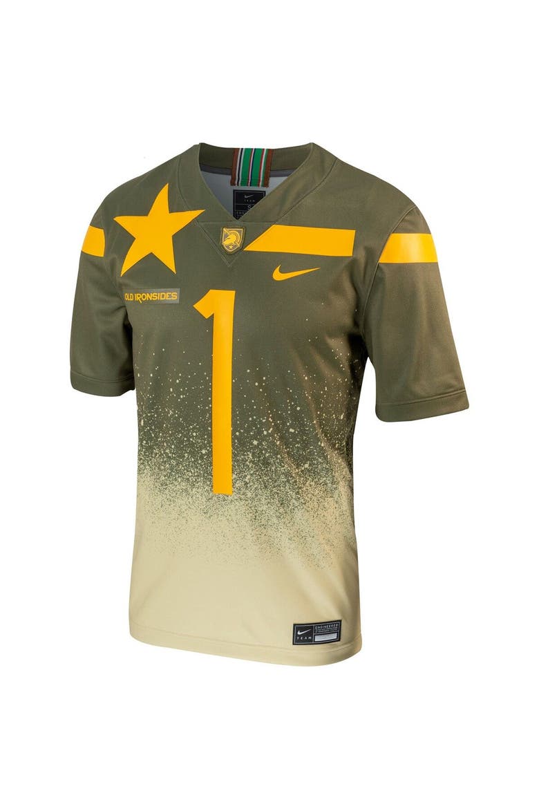 Men's Nike #1 Olive Army Black Knights 1st Armored Division Old Ironsides Untouchable Football Jersey, Alternate, color, Olive