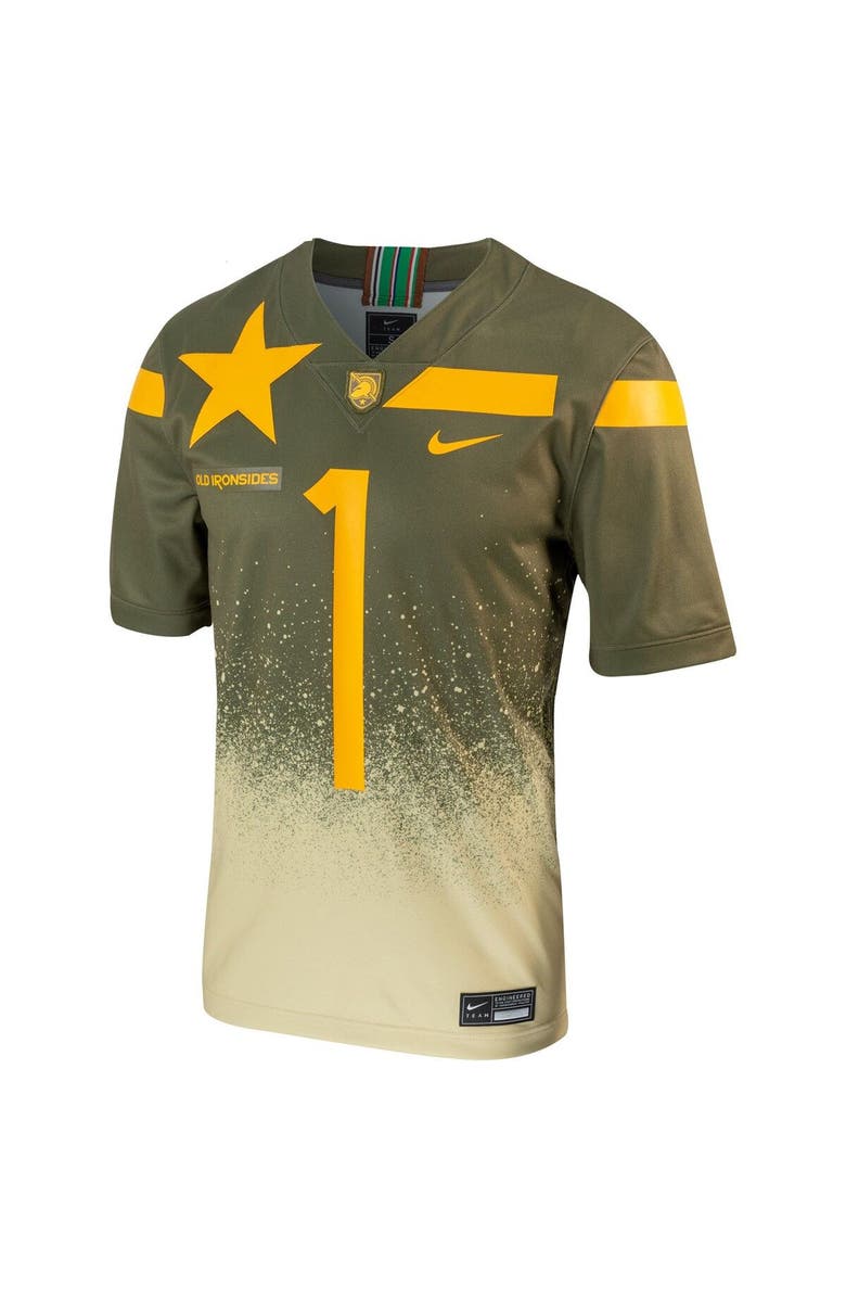 Nike Men's Nike #1 Olive Army Black Knights 1st Armored Division Old Ironsides Untouchable Football Jersey, Alternate, color, 
