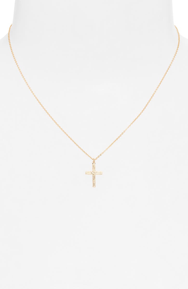 Set & Stones Levi Cross Pendant Necklace, Alternate, color, Gold