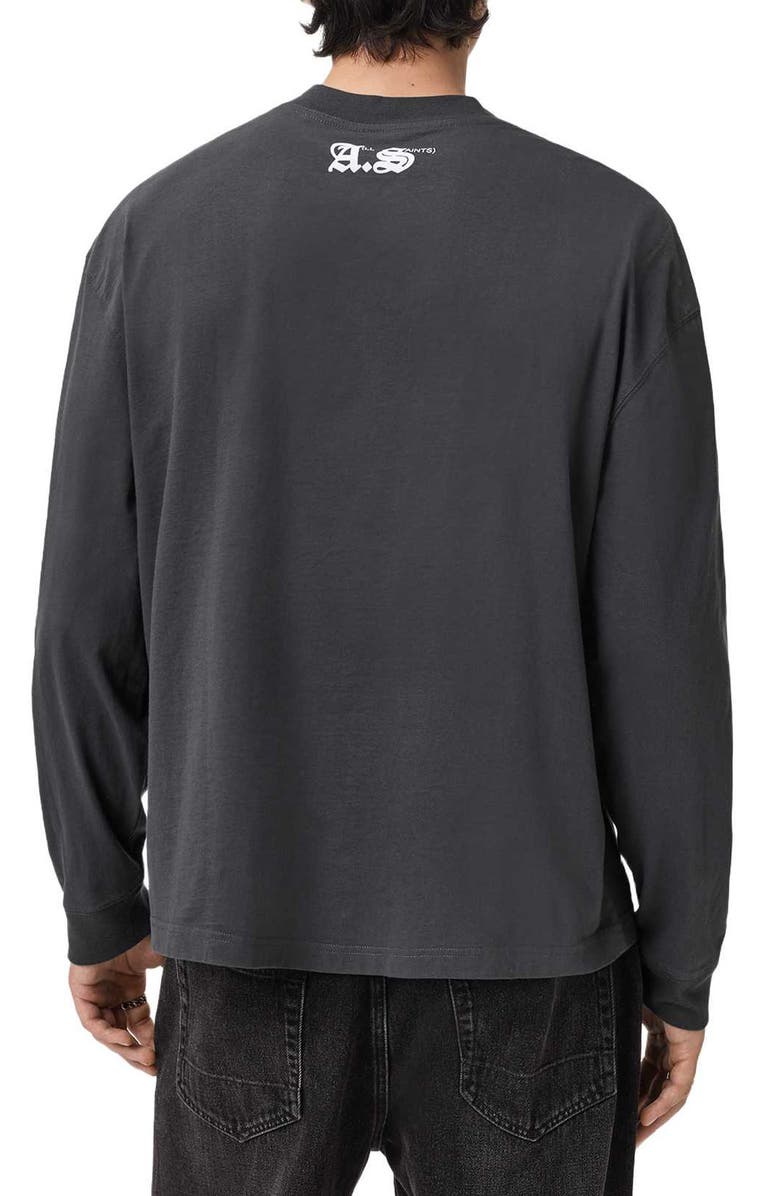 AllSaints Kindred Long Sleeve Graphic T-Shirt, Alternate, color, Washed Black