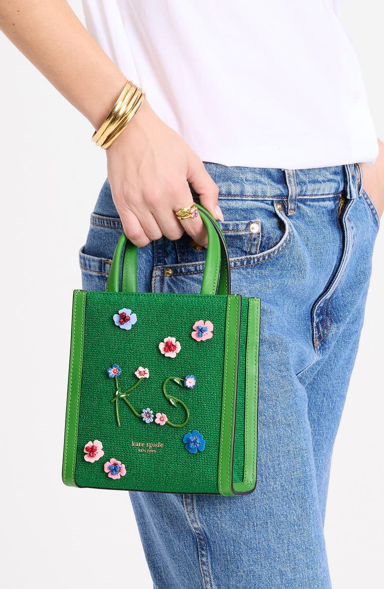 Kate Spade New York manhattan floral appliqué mini tote, Alternate, color,