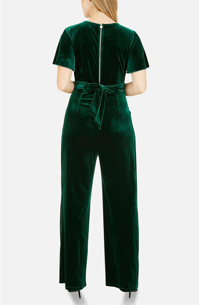 Yumi Angel Sleeve Velvet Jumpsuit, Alternate, color, Green