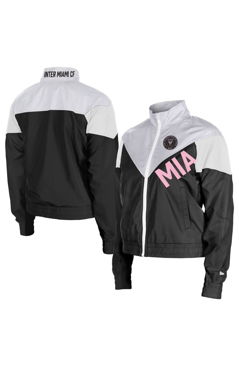 5TH AND OCEAN BY NEW ERA Women's 5th & Ocean by New Era  Black Inter Miami CF Leisure Cropped Full-Zip Windbreaker Jacket, Alternate, color, Black