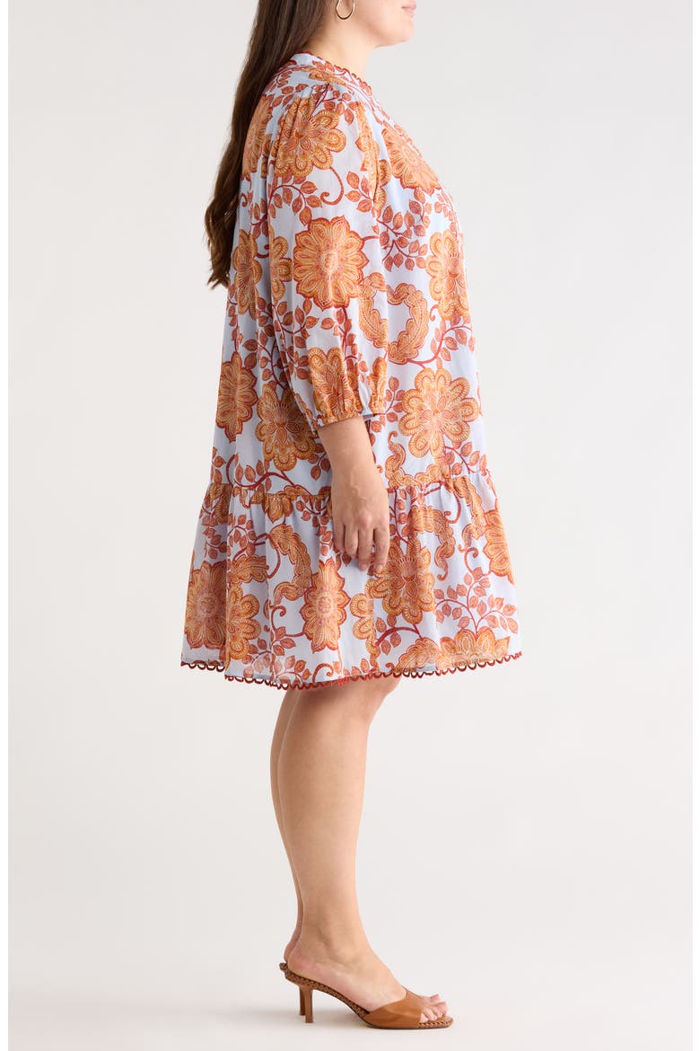 Siany Yamila Floral Ruffle Cotton Dress, Alternate, color, BROWN-BLU