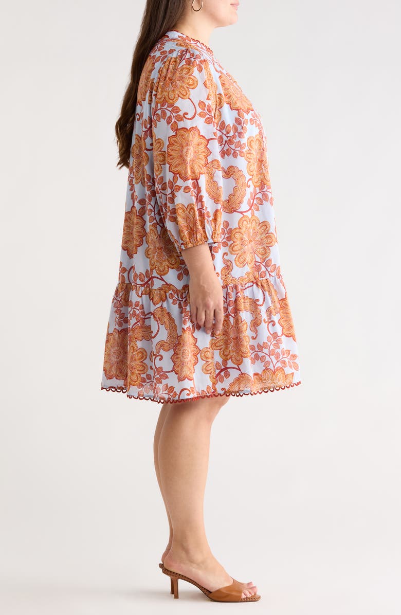 SUGARLIPS Siany Yamila Floral Ruffle Cotton Dress, Alternate, color, Brown-Blu