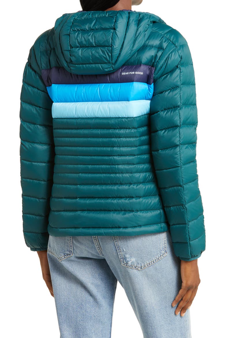Fuego 800 Fill Power Down Hooded Jacket, Alternate, color, DEEP OCEAN STRIPES
