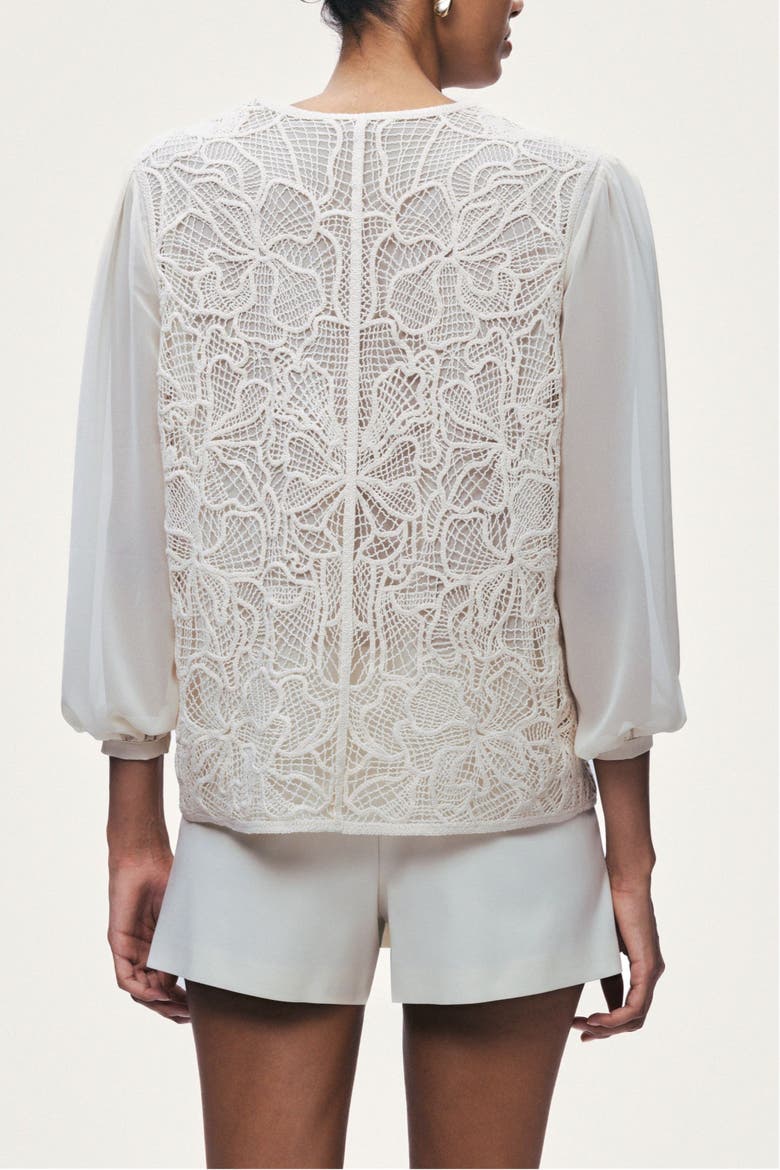 Lace Front Sheer Sleeve Jacket, Alternate, color, Ivory