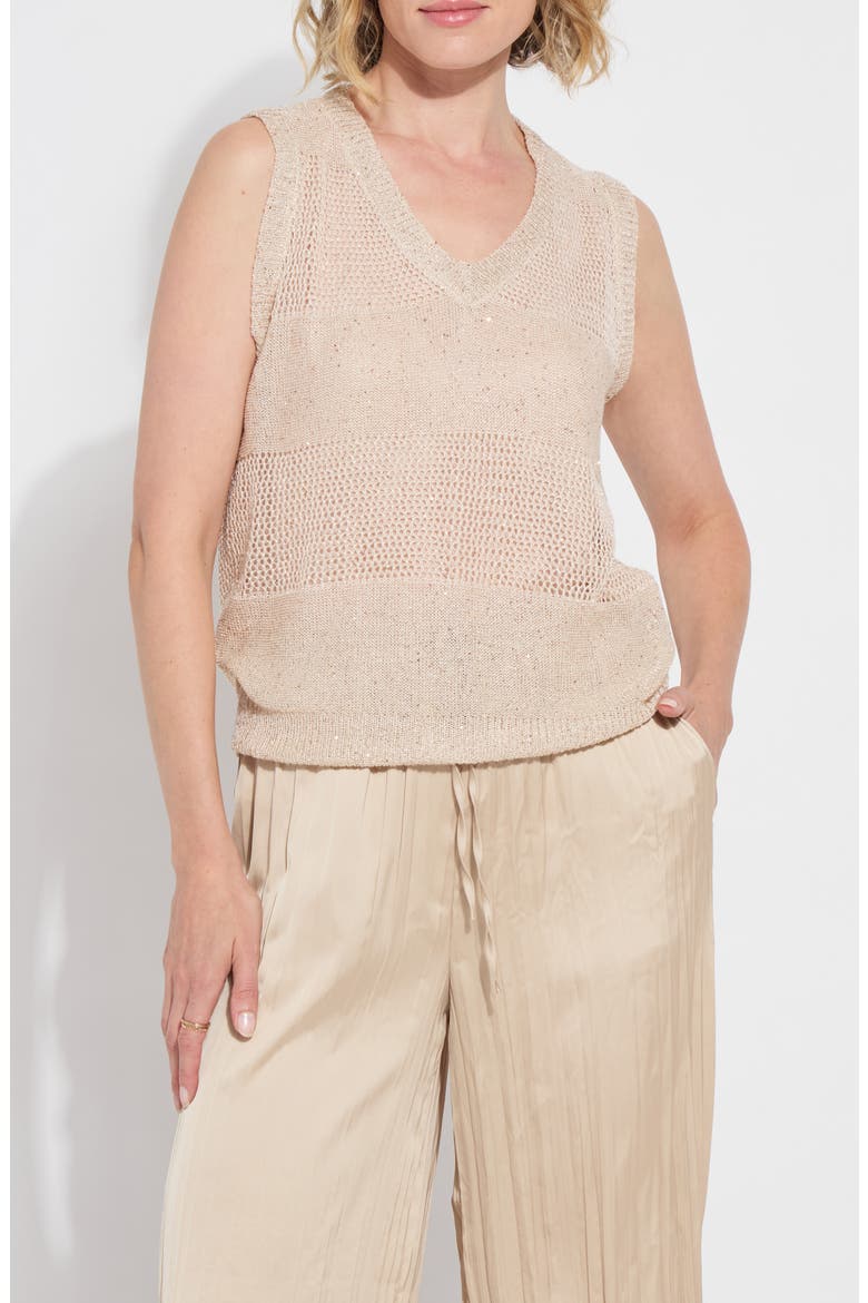 Bria Sequin V-Neck Sleeveless Sweater, Main, color, CHABLIS SEQUINS