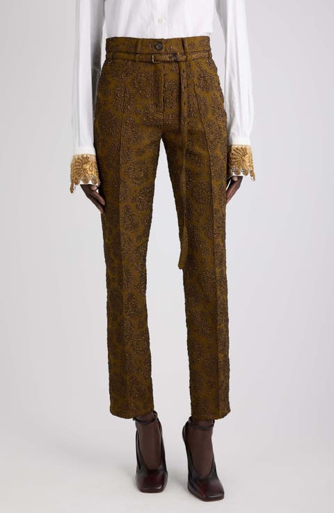 Persy Floral Jacquard Ankle Pants
