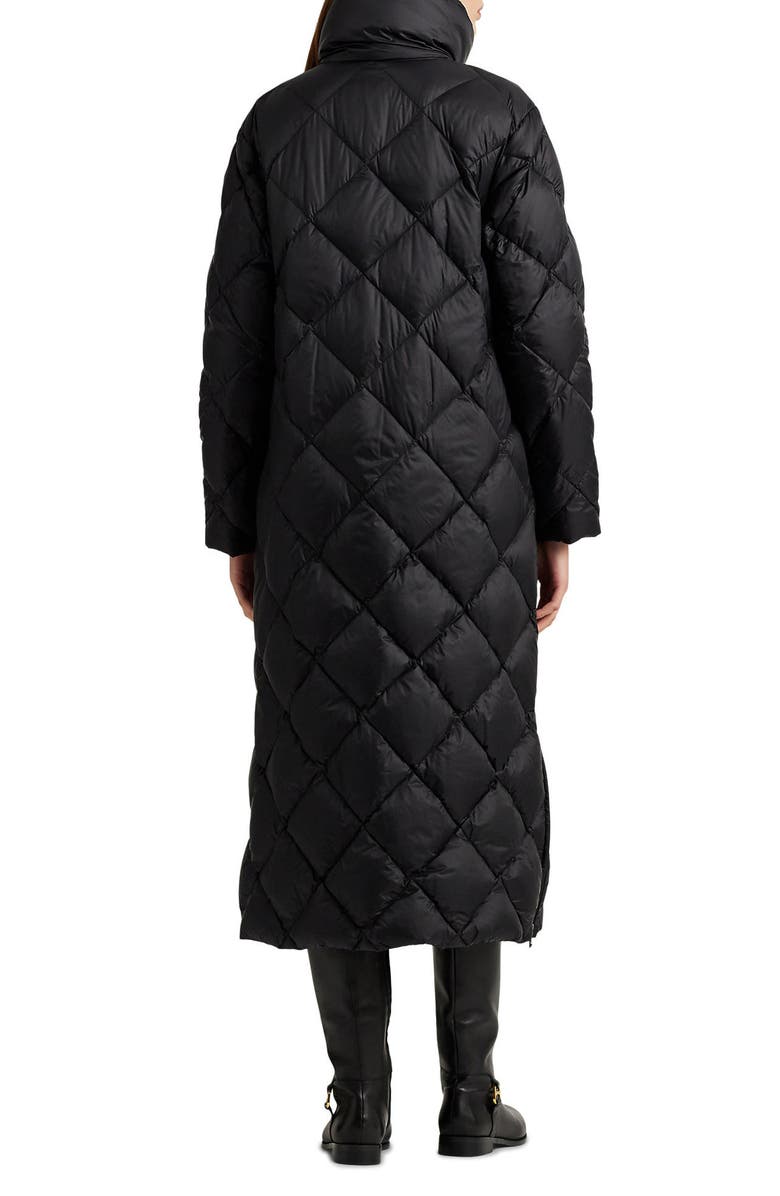 Lauren Ralph Lauren Snap Front Diamond Quilted Down Long Coat, Alternate, color,