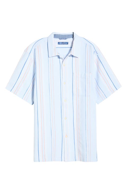 Milano Textured Stripe Cotton Camp Shirt