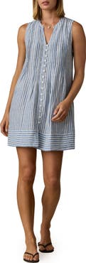 Faherty Devin Stripe Linen Minidress