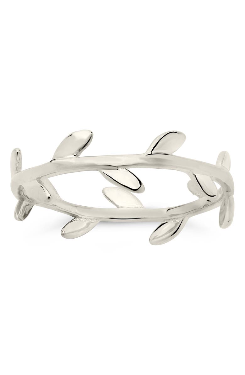 Sterling Forever Liana Leaf Band Ring, Alternate, color,