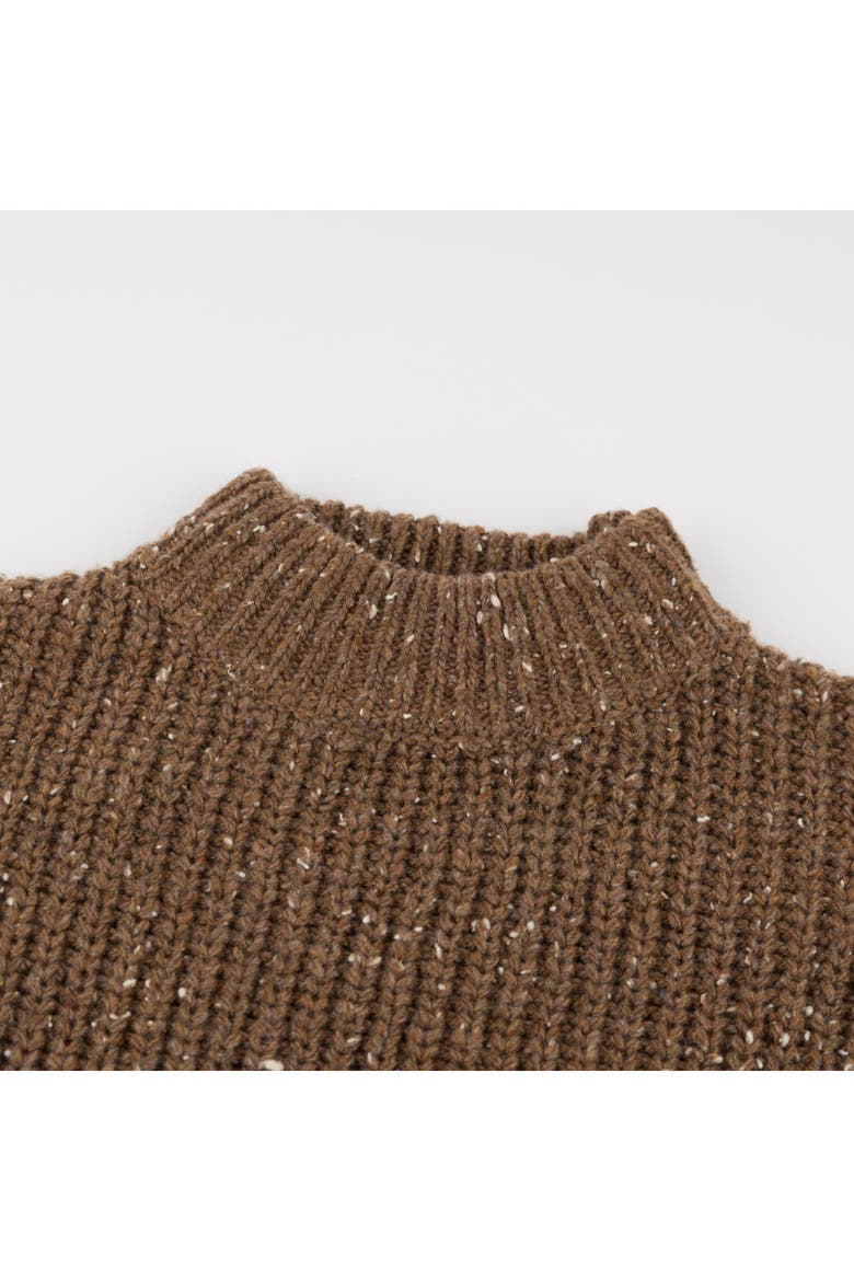 Speckle Knit Grandpa Knitted Pullover, Alternate, color, Chocolate