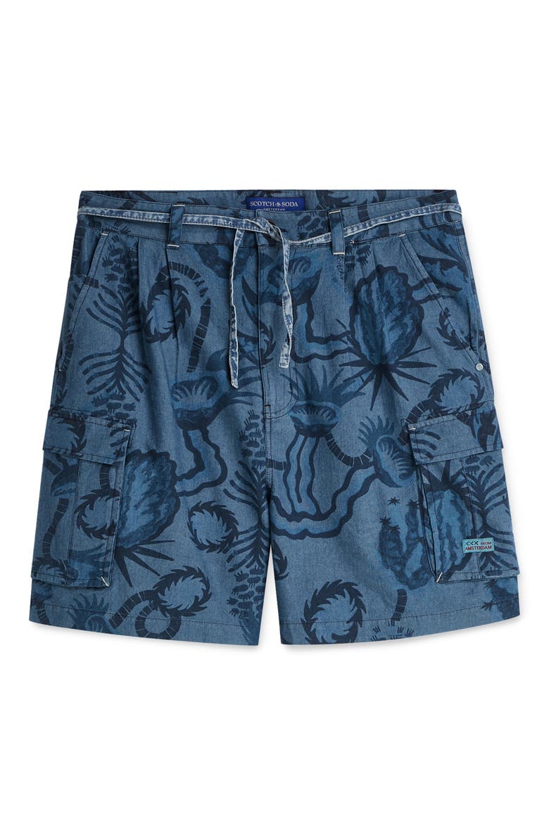 Chambray Cargo Shorts, Alternate, color, DESERT FLORAL INDIGO