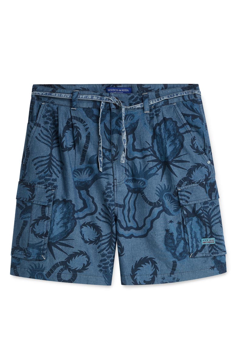 Scotch & Soda Chambray Cargo Shorts, Alternate, color, Desert Floral Indigo