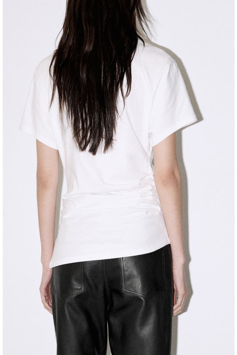 Gathered Cotton T-Shirt, Alternate, color, WHITE