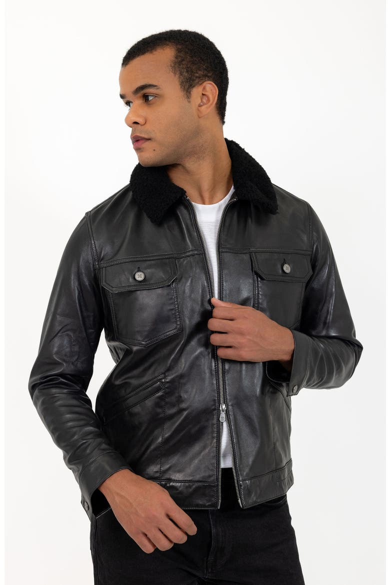 Lambskin Leather Jacket, Alternate, color, BLACK
